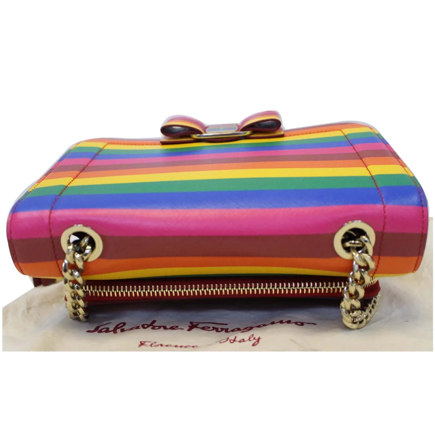 SALVATORE FERRAGAMO Vara Rainbow Leather Crossbody Bag