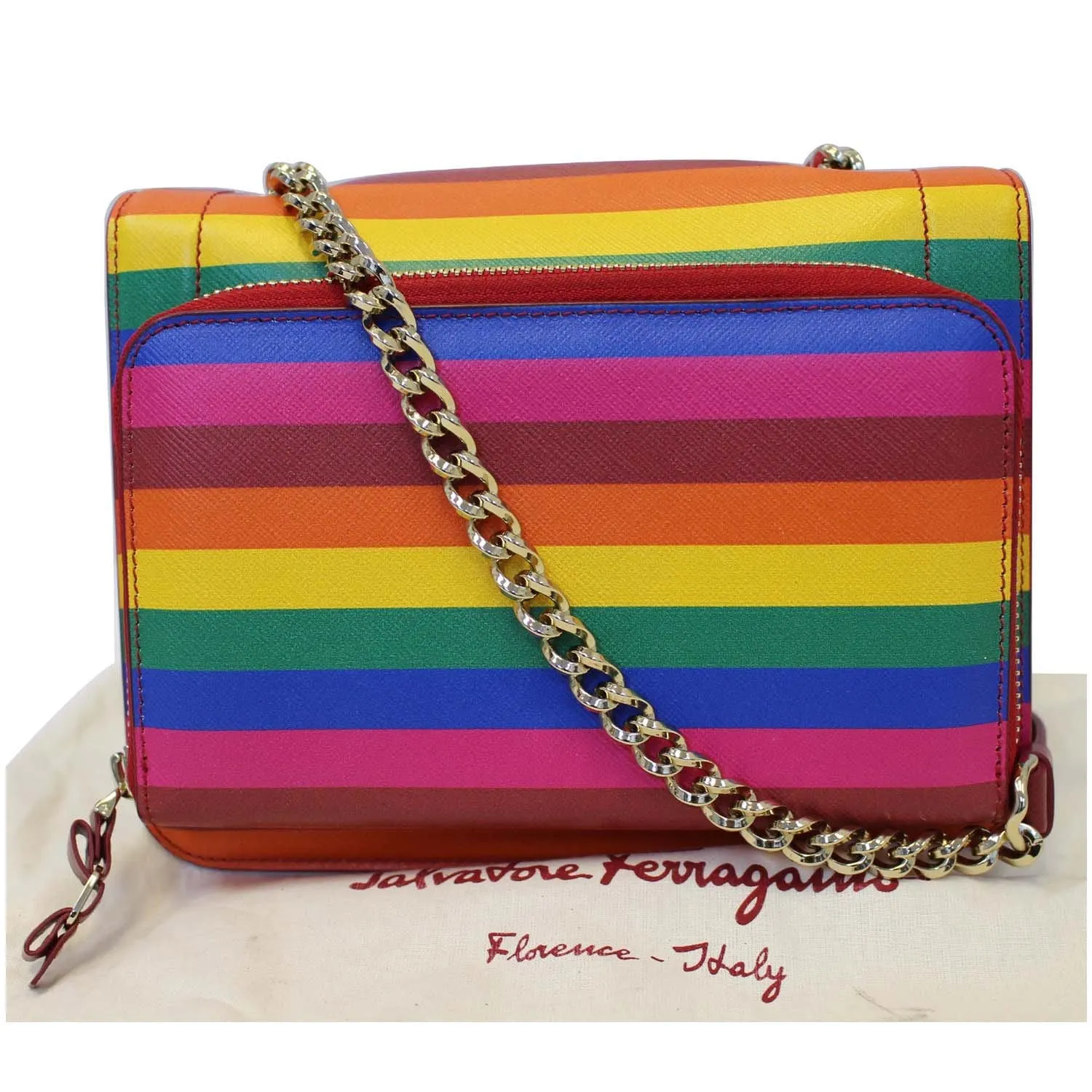 SALVATORE FERRAGAMO Vara Rainbow Leather Crossbody Bag
