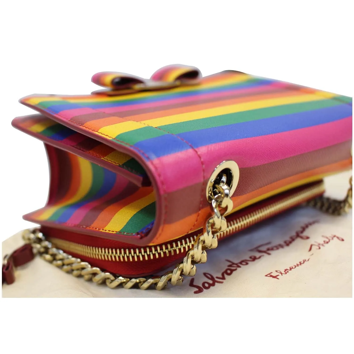 SALVATORE FERRAGAMO Vara Rainbow Leather Crossbody Bag