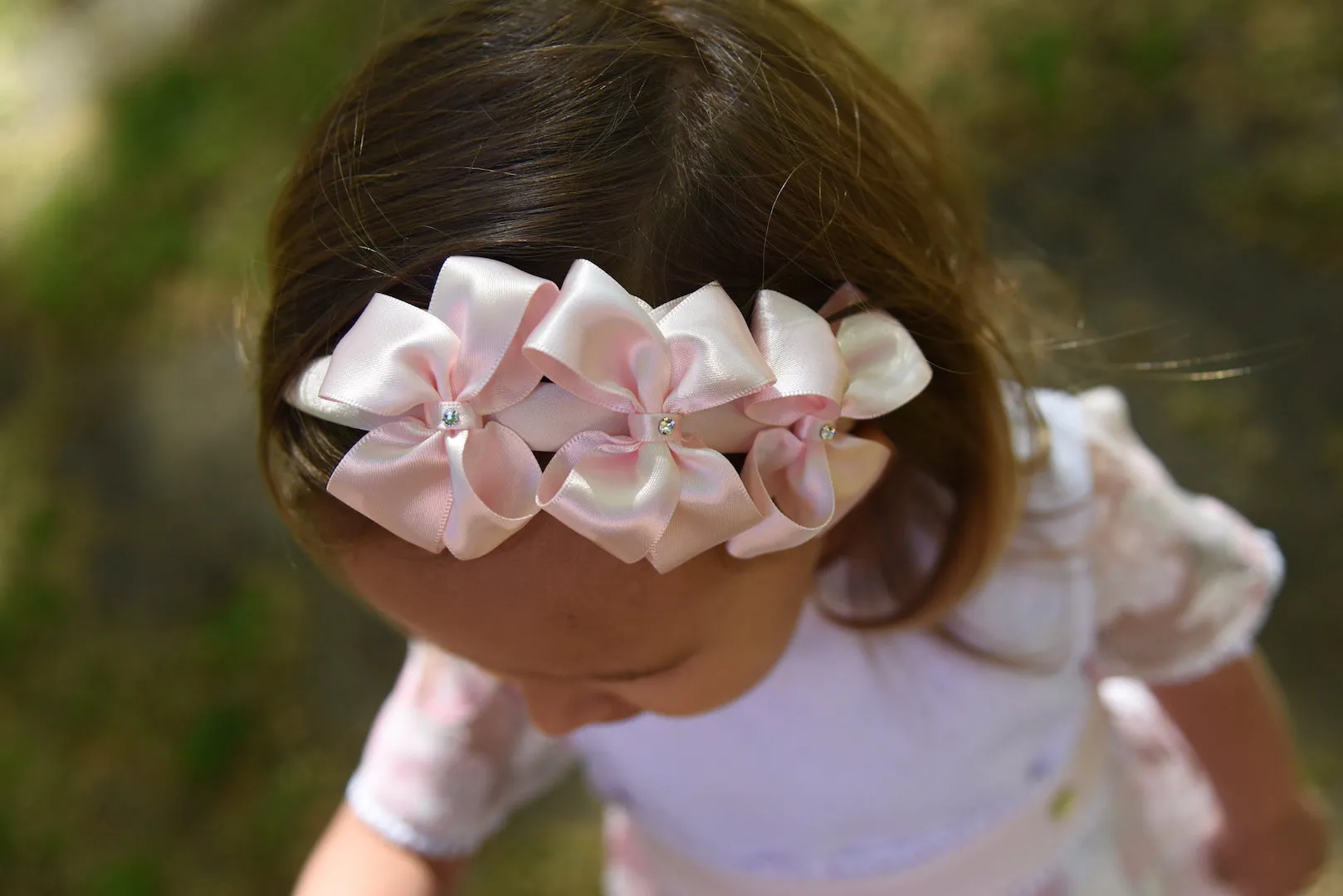 Satin Three Bows Headband Swarovski Diamanté