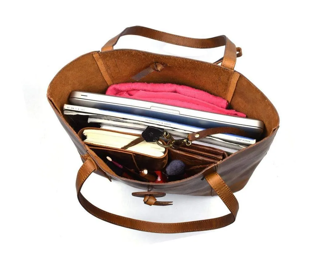 Savannah Leather Tote   FREE Matching Wallet & Vanity Bag