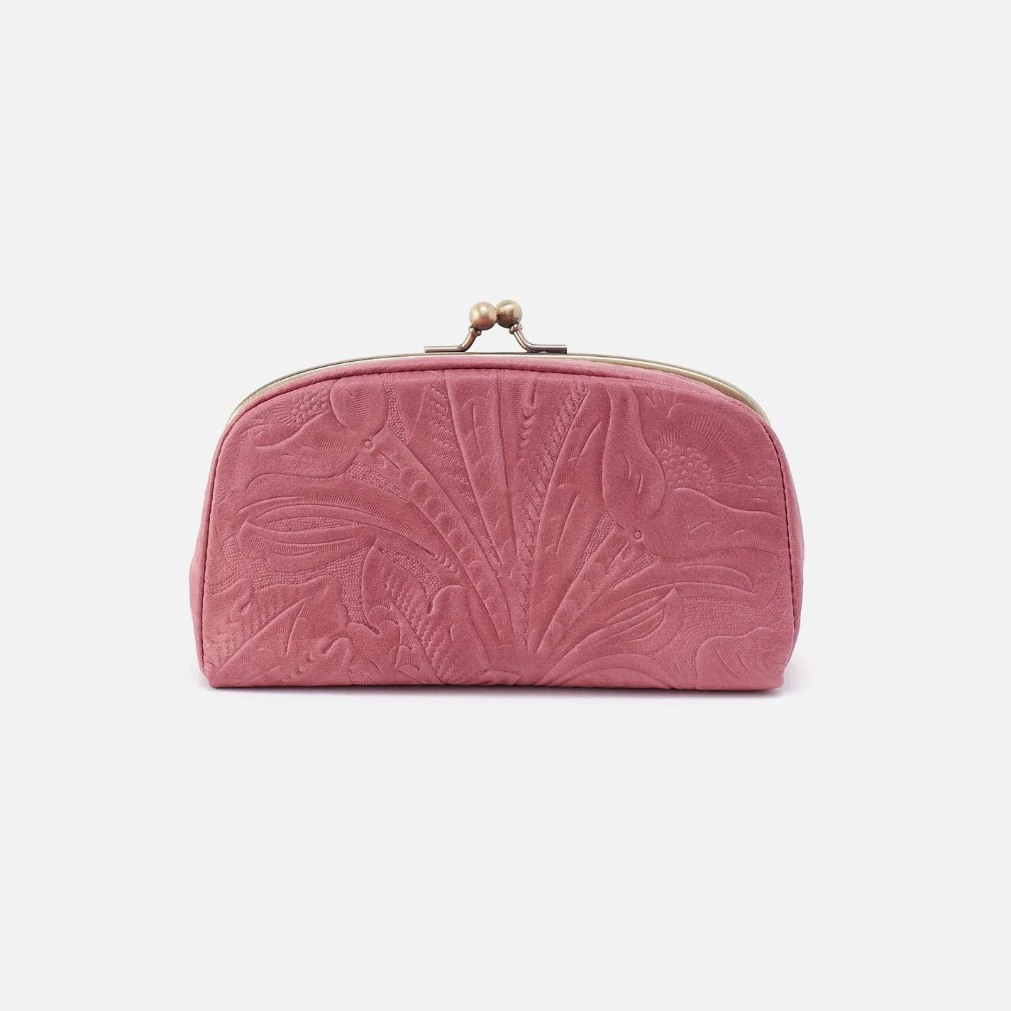 Save Face Frame Pouch In Tooled Embossed Leather - Mauve Tooled Emboss