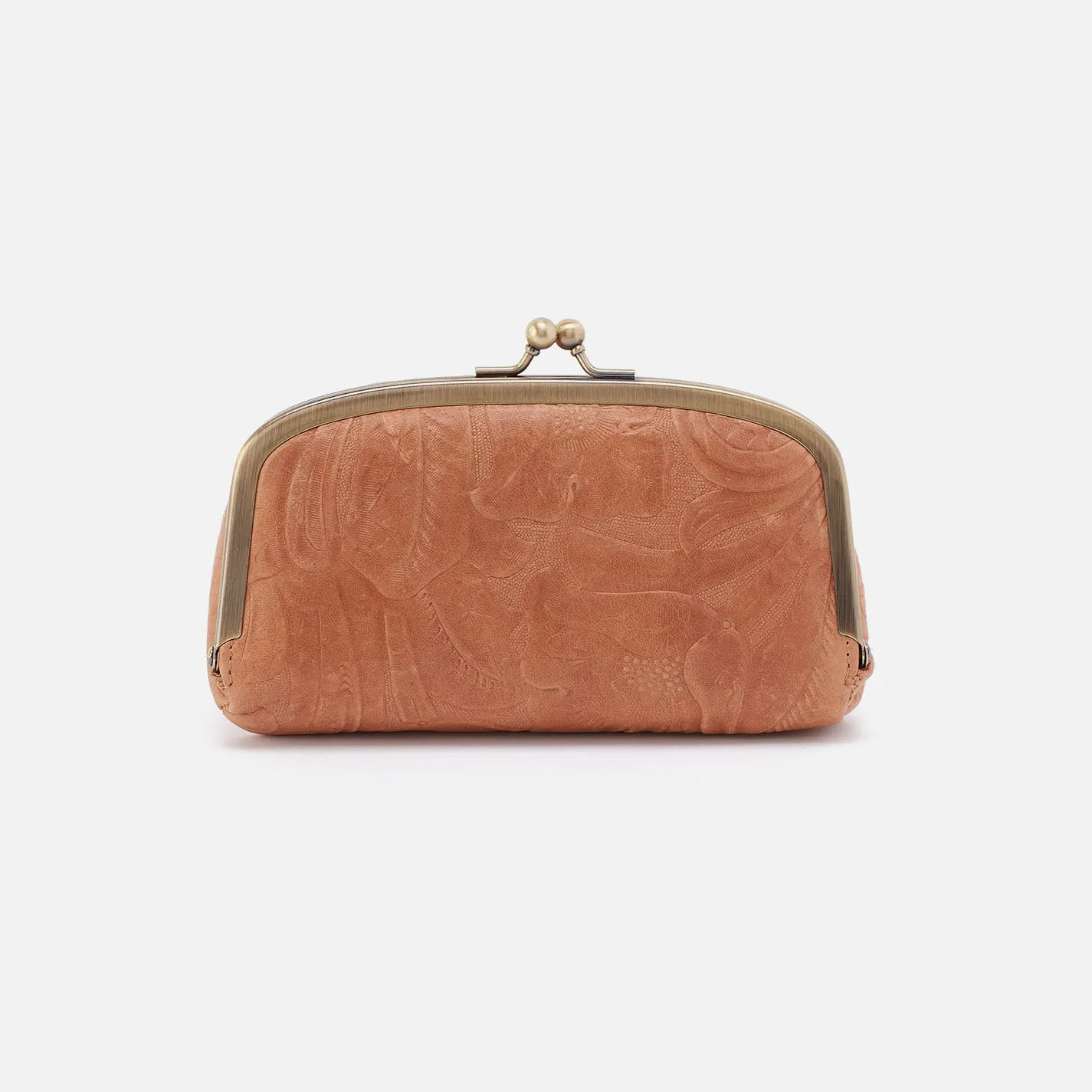 Save Face Frame Pouch In Tooled Embossed Leather - Saddle Tooled Emboss