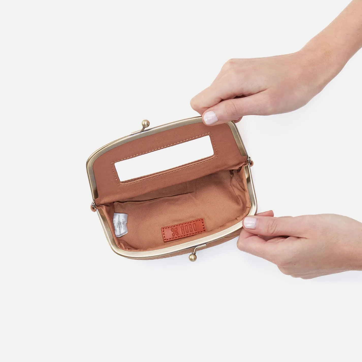 Save Face Frame Pouch In Tooled Embossed Leather - Saddle Tooled Emboss