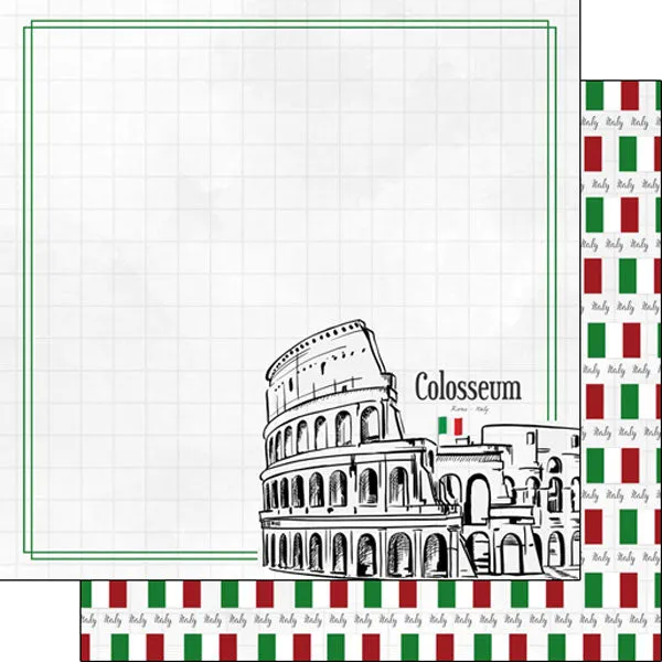 Scrapbook Customs 12x12 Paper - Italy  Colosseum Adventure