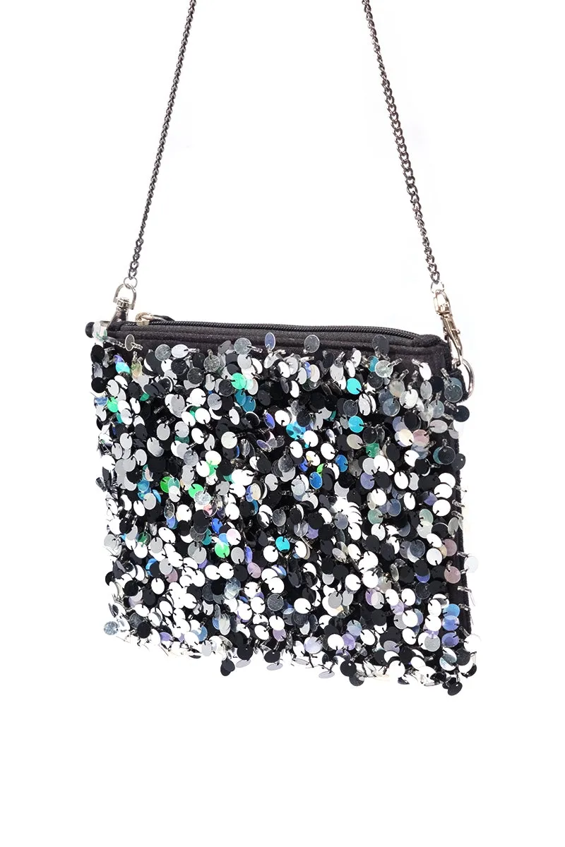 Sequin Decor Zipper Square Bag