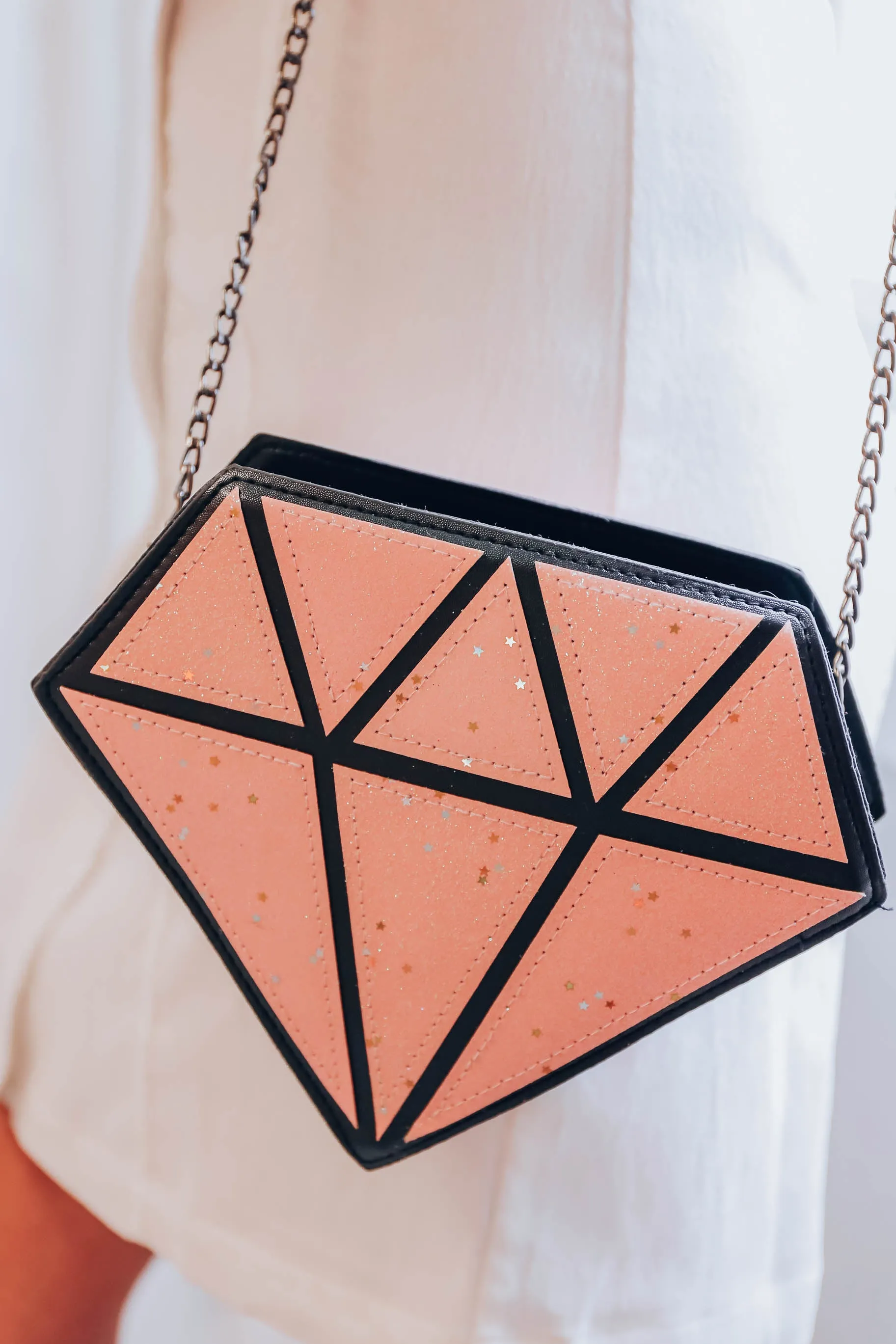 Shimmer & Shine Diamond Crossbody Bag - Peach
