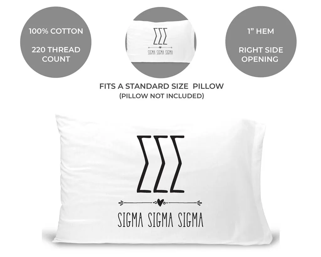 Sigma Sigma Sigma Boho Greek Letters and Name Pillowcase