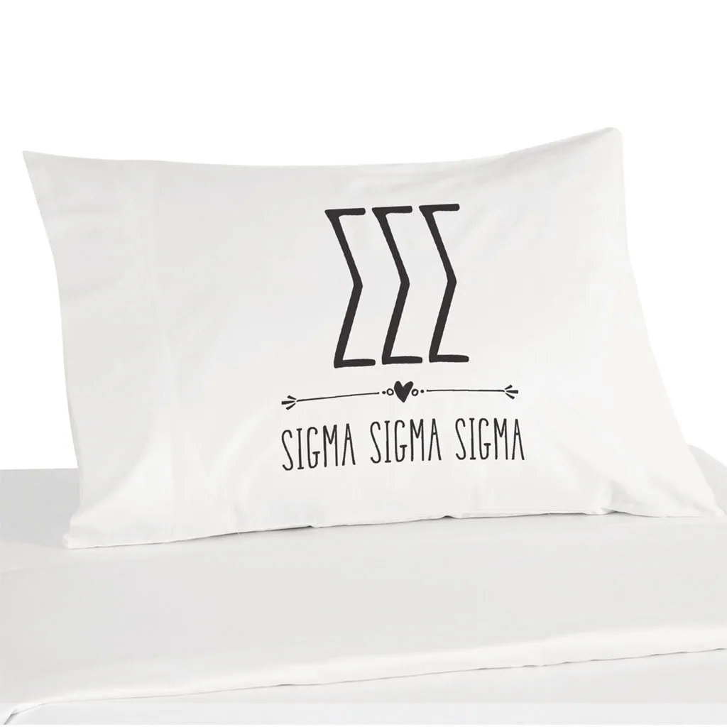 Sigma Sigma Sigma Boho Greek Letters and Name Pillowcase