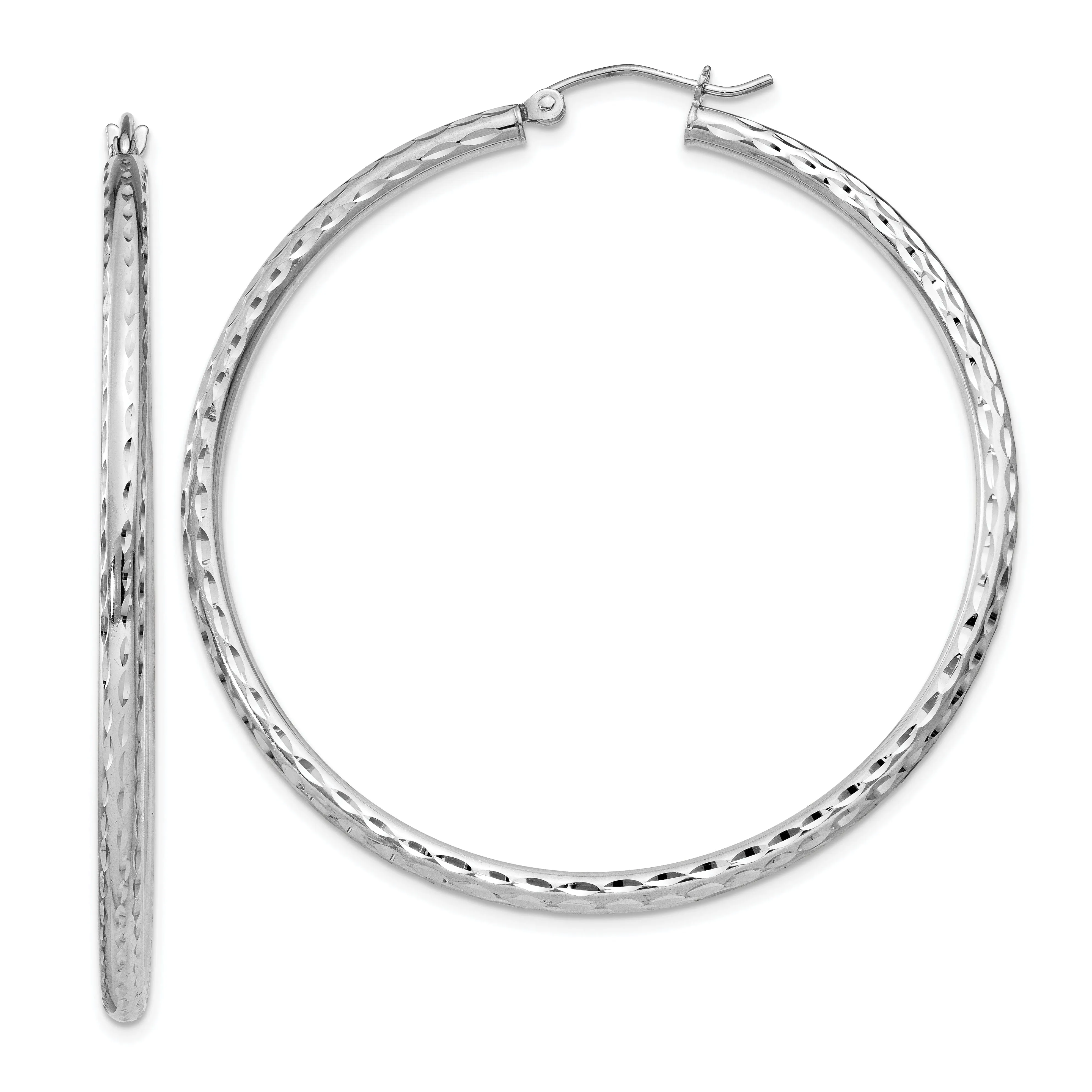 Silver D.C Hollow Hoop Wire Cluch Earrings