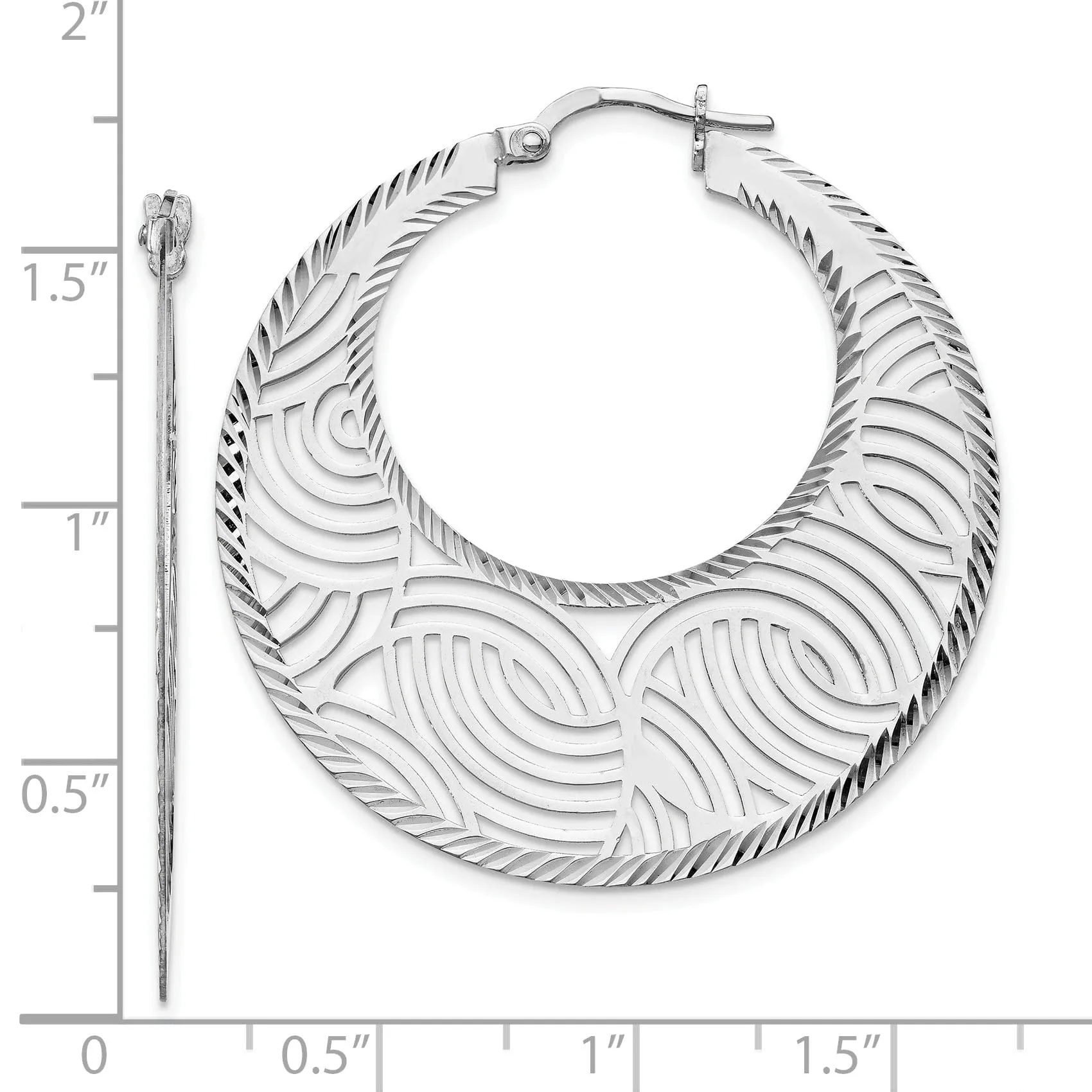 Silver Fancy Polished Cut out Large Hoop Earring