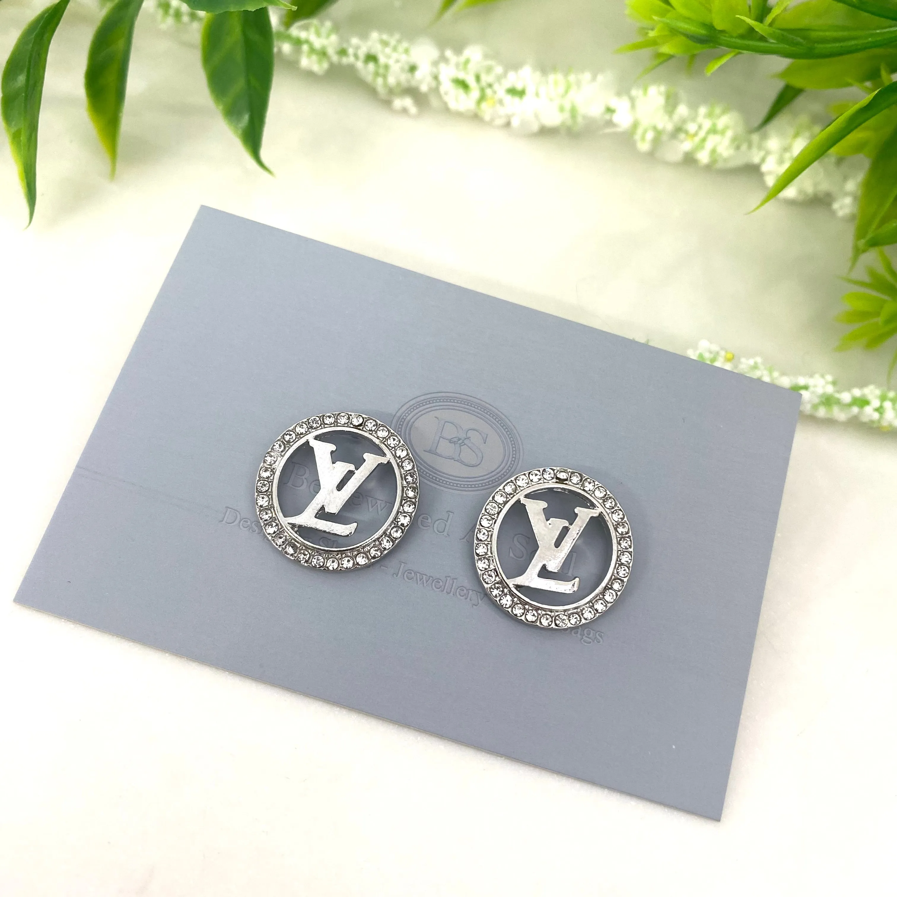 Silver Halo LV Stud Earrings