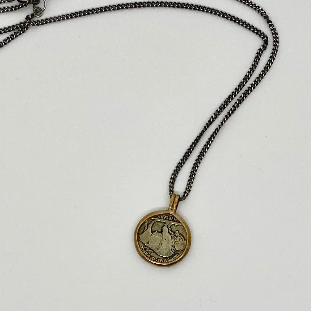 Skull Buffalo Head Nickel Necklace