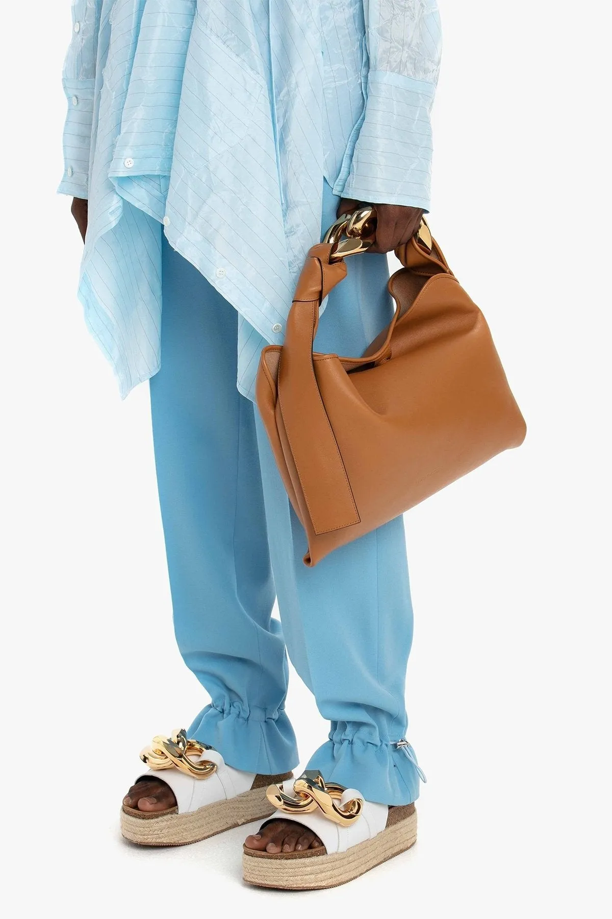 Small Chain Hobo Bag in Pecan