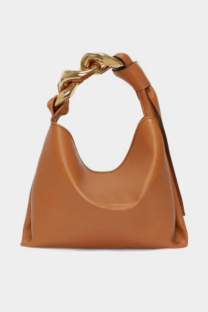 Small Chain Hobo Bag in Pecan