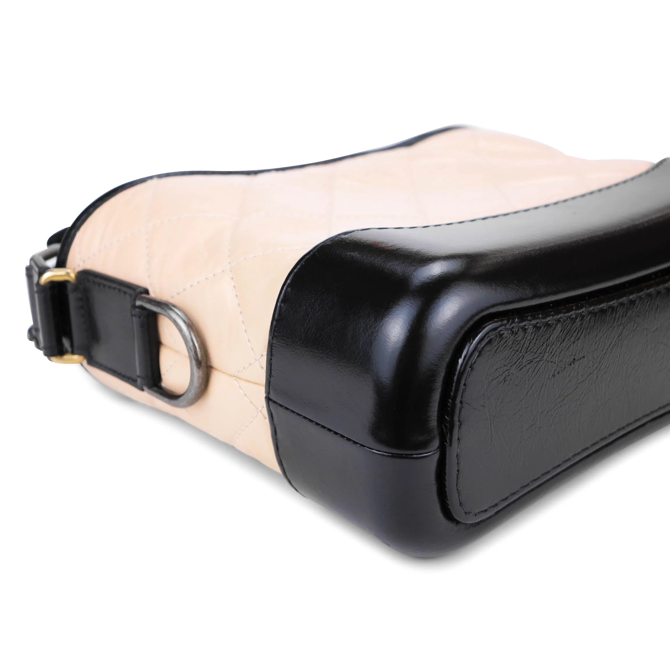 Small Gabrielle Hobo Bag in Beige and Black