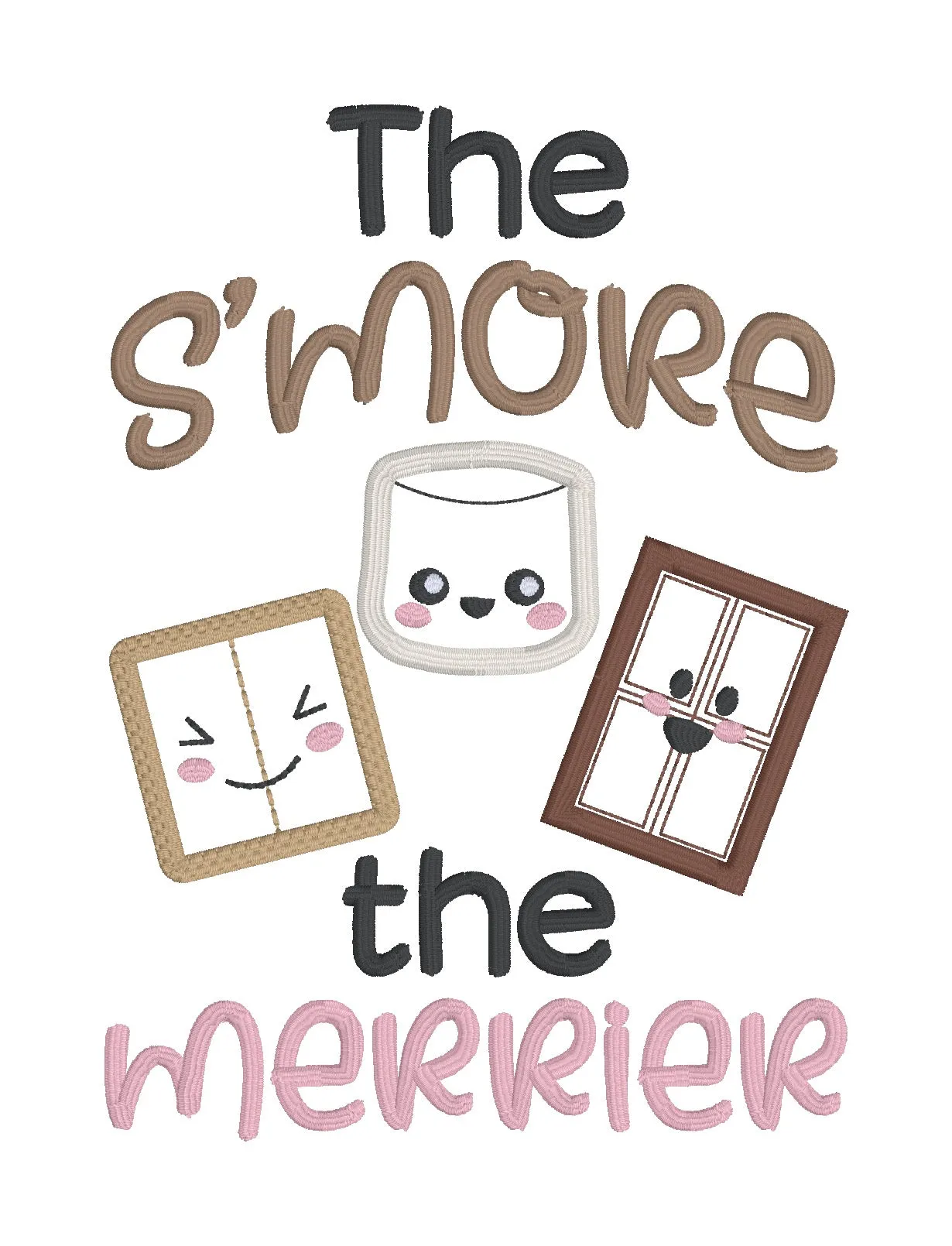 S'More The Merrier Applique machine embroidery design (4 sizes included) DIGITAL DOWNLOAD