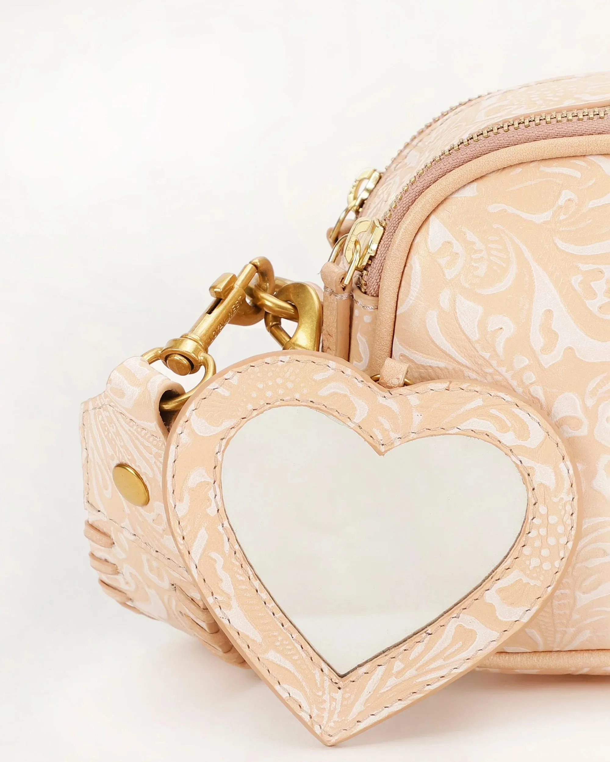 Sophia Shoulder Bag - Beige Floral Leather