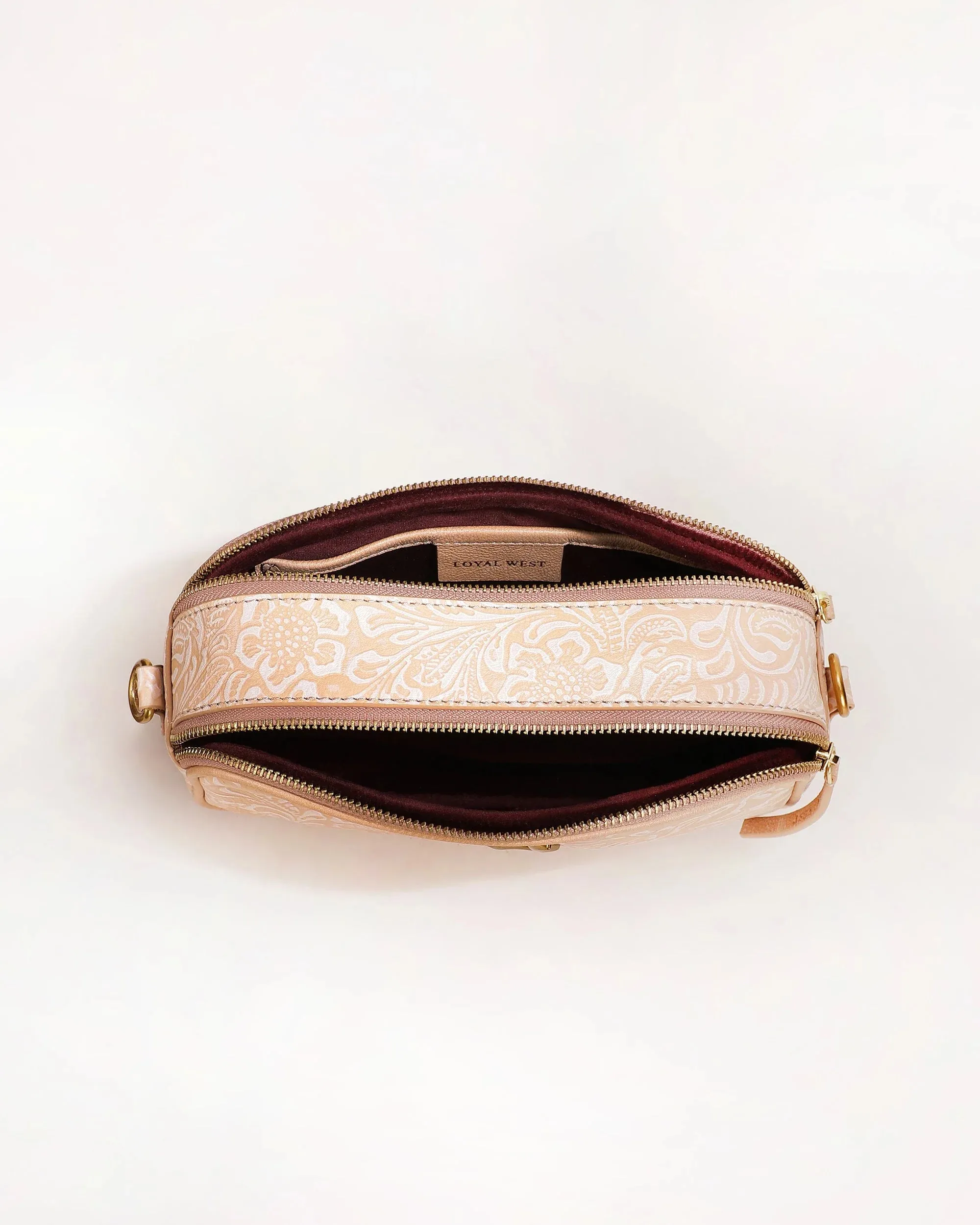 Sophia Shoulder Bag - Beige Floral Leather