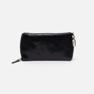 Spark Double Eyeglass Case In Polished Leather - Black