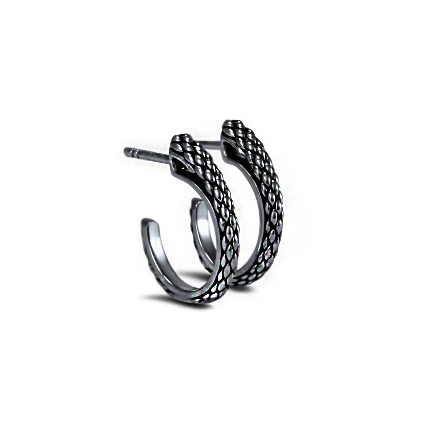 Spirit Python Hoop Earring 18mm - Black Ruthenium Vermeil