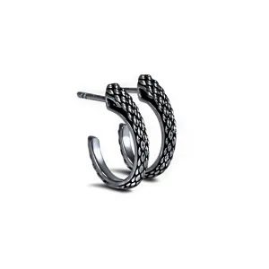 Spirit Python Hoop Earring 18mm - Black Ruthenium Vermeil