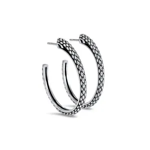 Spirit Python Hoop Earring 30mm - Sterling Silver