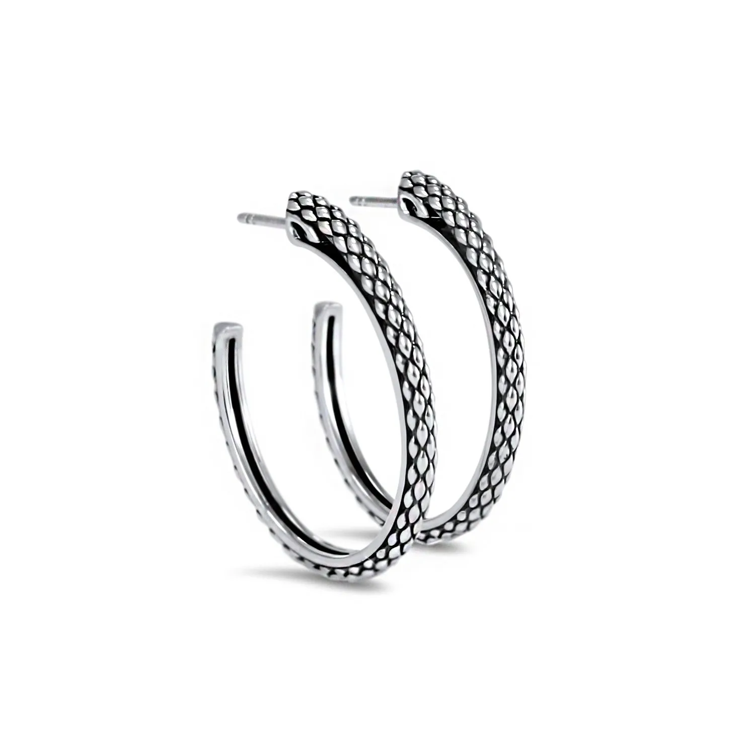 Spirit Python Hoop Earring 30mm - Sterling Silver