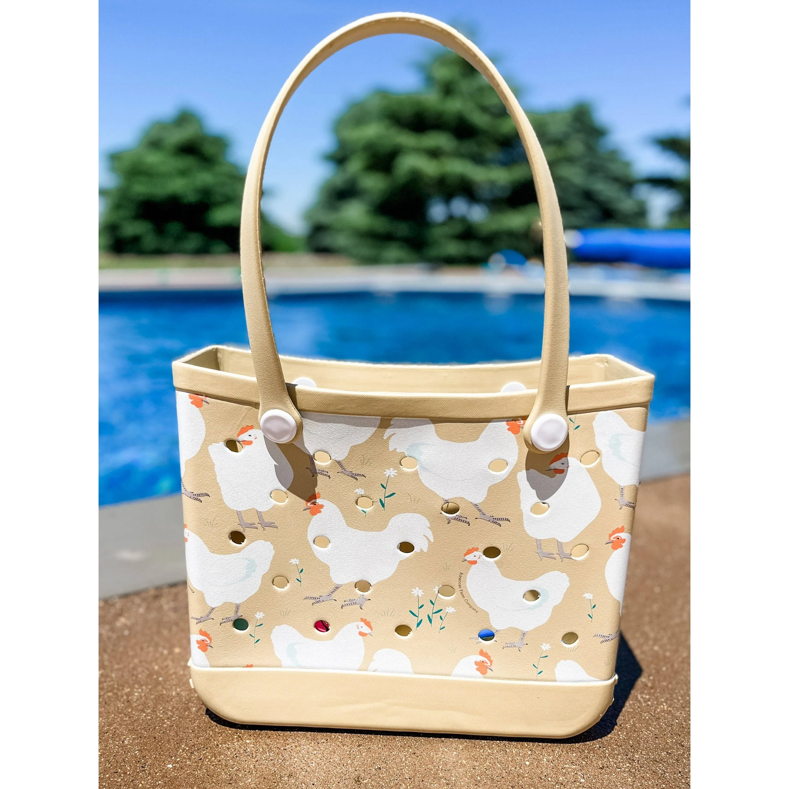 Spring Chicken Mini Beach Rubber Tote Bag