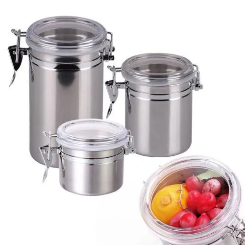 Stainless Steel Airtight Sealed Canister Coffee Bean Flour Tea Container Jar Box S-XL size