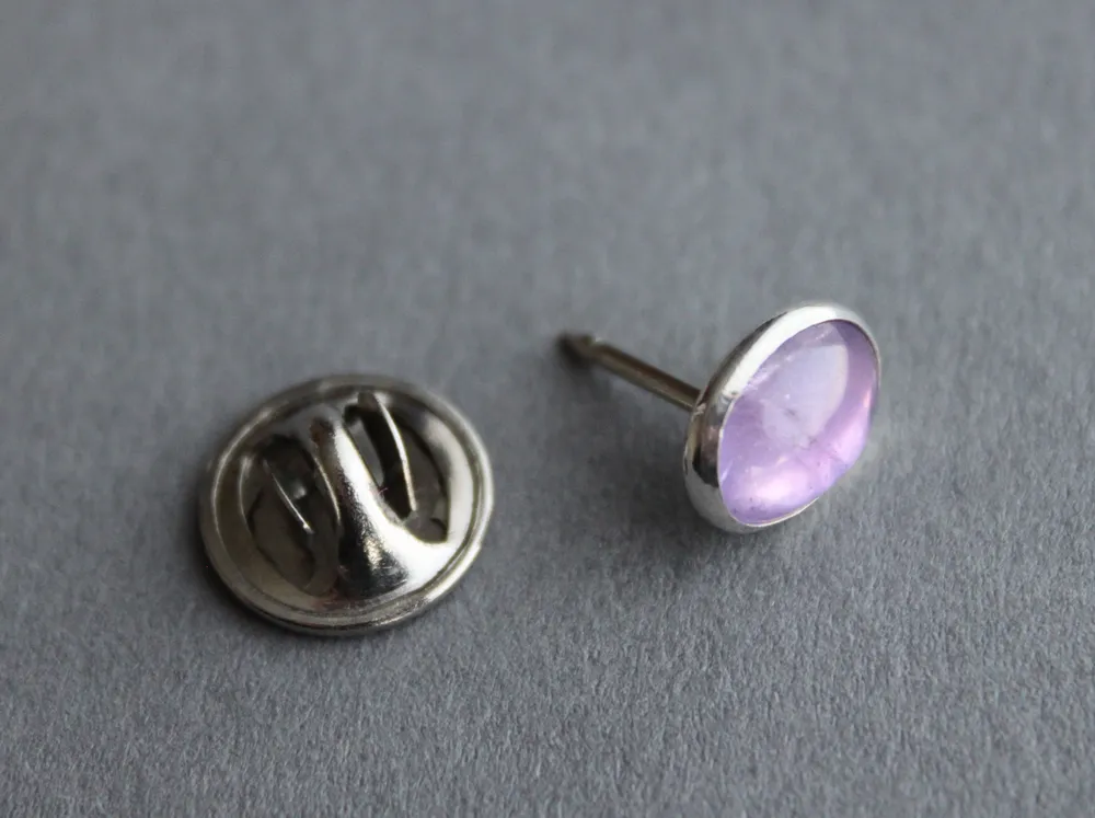 Sterling Lavender Amethyst tie tack - handcrafted