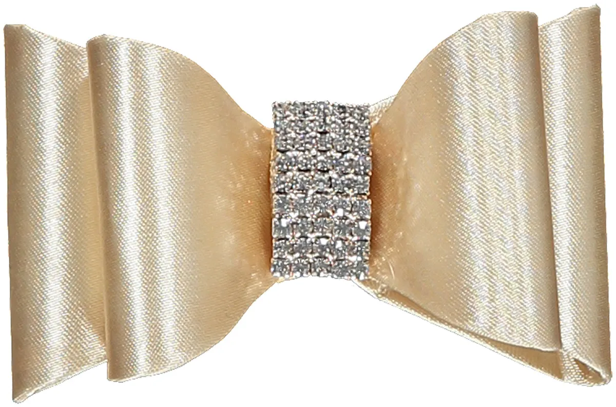 Stiff Gold Bow Crystal Hair Clip