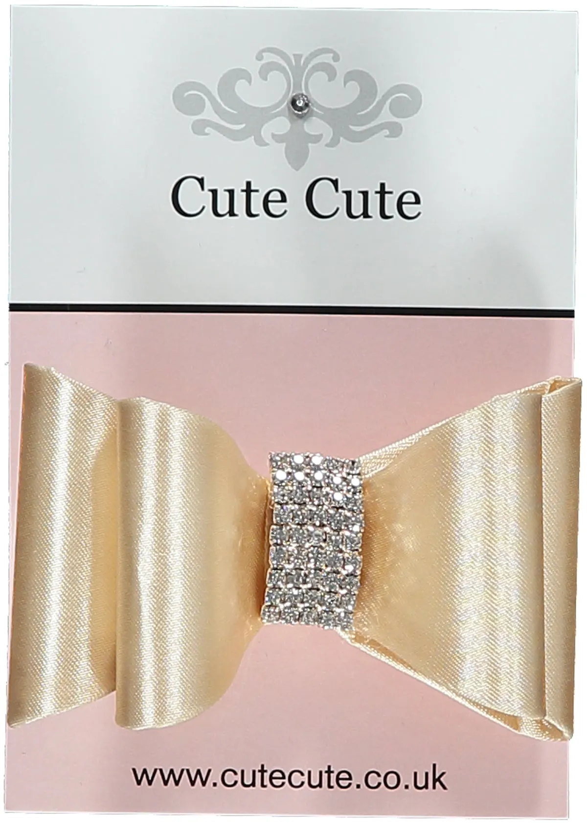 Stiff Gold Bow Crystal Hair Clip