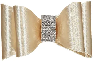 Stiff Gold Bow Crystal Hair Clip
