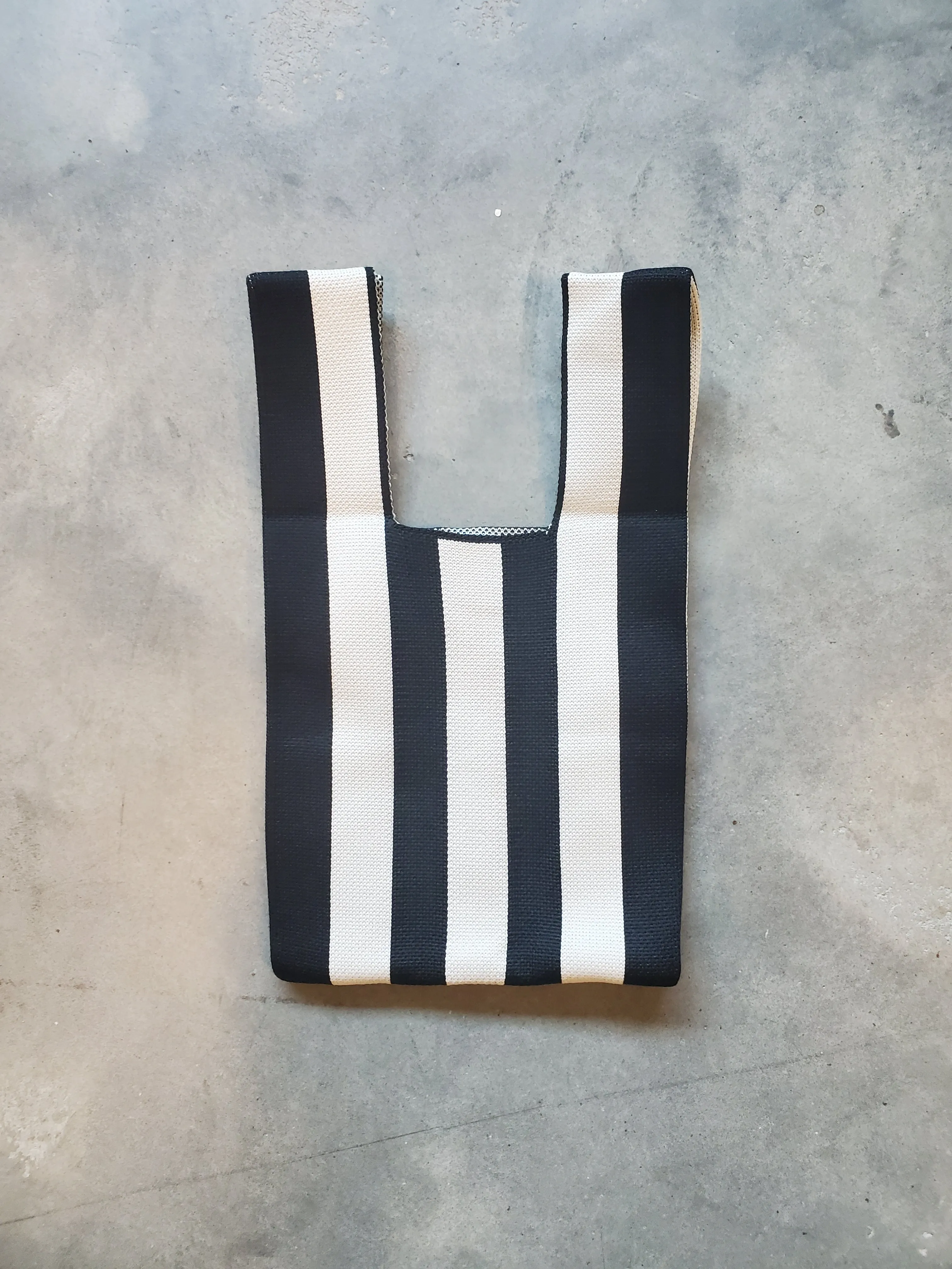 Stripe Knit Mini Tote - Black / White