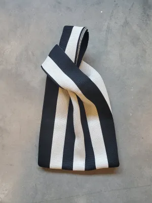 Stripe Knit Mini Tote - Black / White