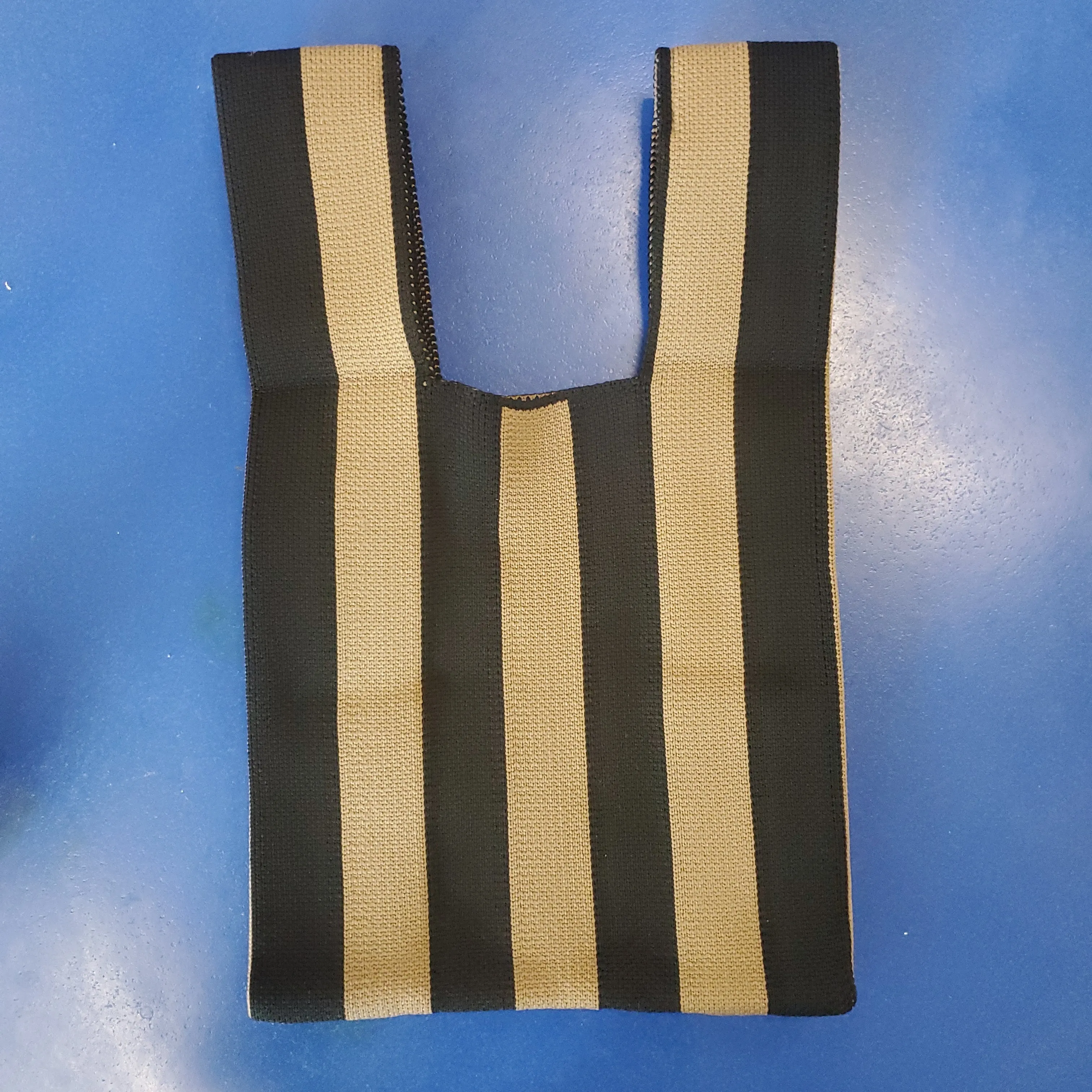 Striped Knit Mini Tote - Beige / Black