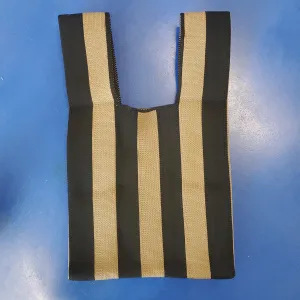 Striped Knit Mini Tote - Beige / Black