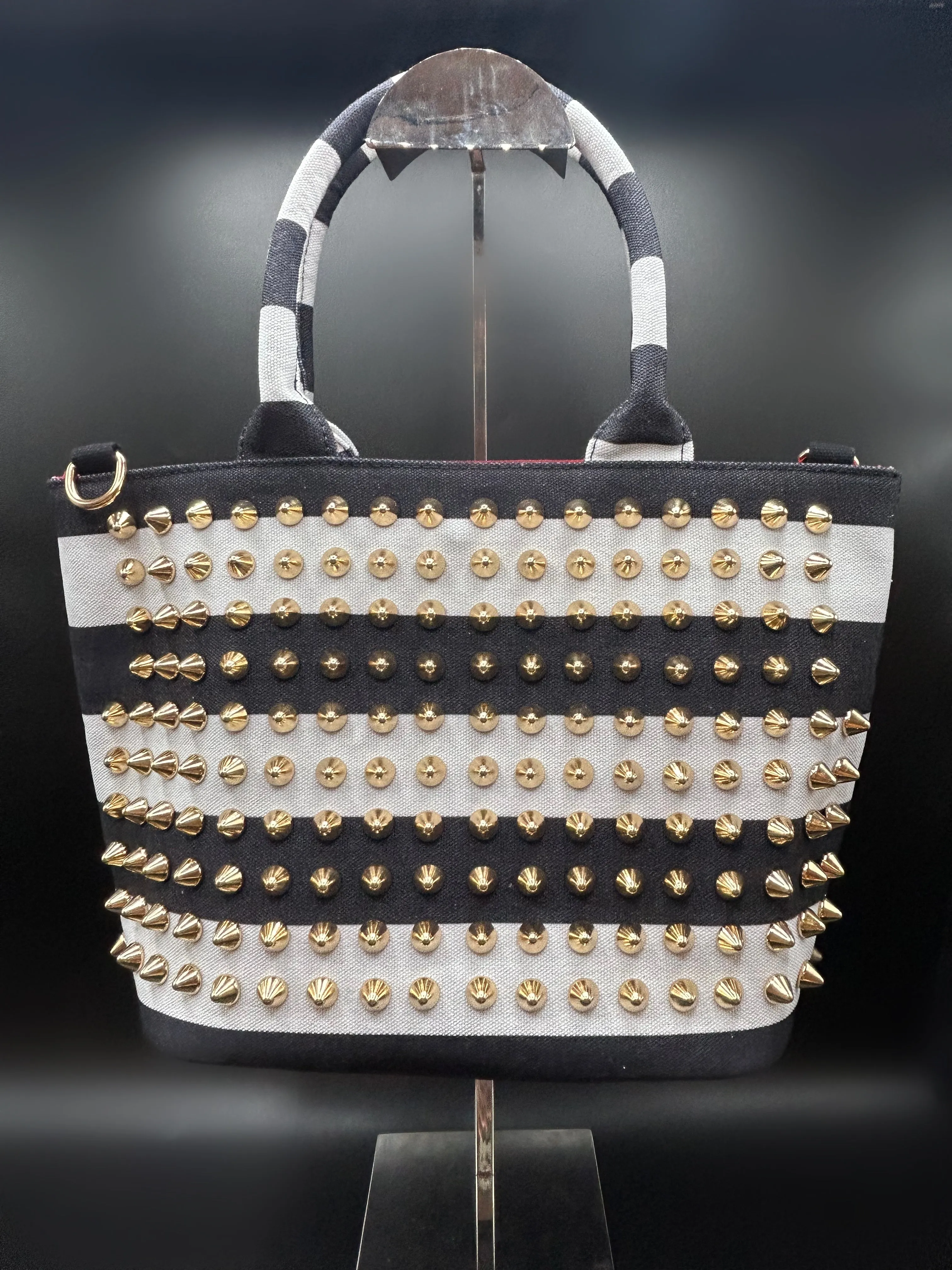 Striped Spike Tote