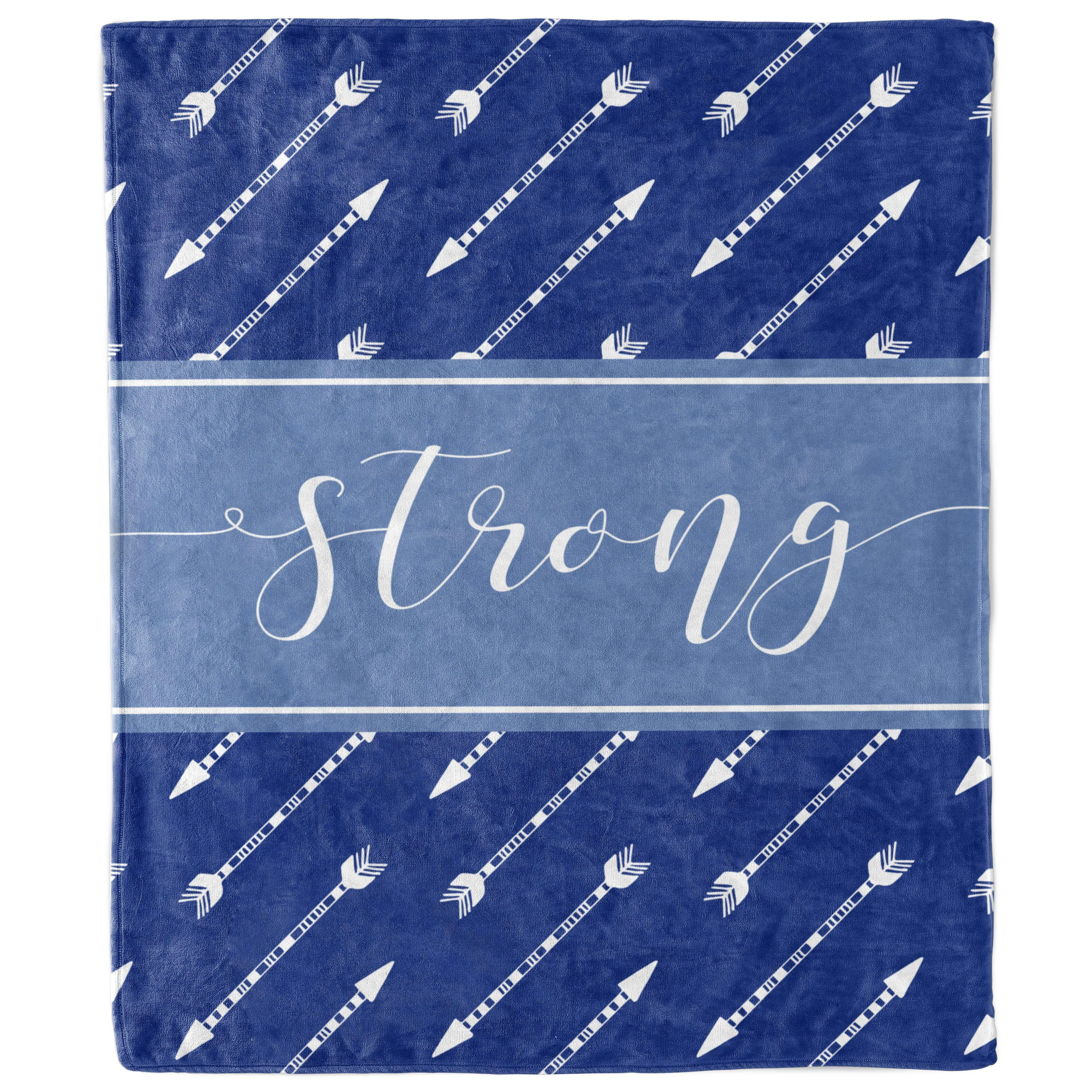 Strong Blue with White Arrows Blanket