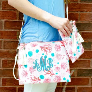 Summer Coral Crossbody Purse and Wristlet Pouch Set - 2 Colors