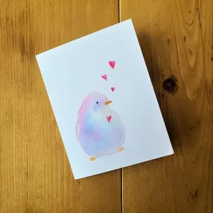 Super Cute Watercolour Bird - Hearts