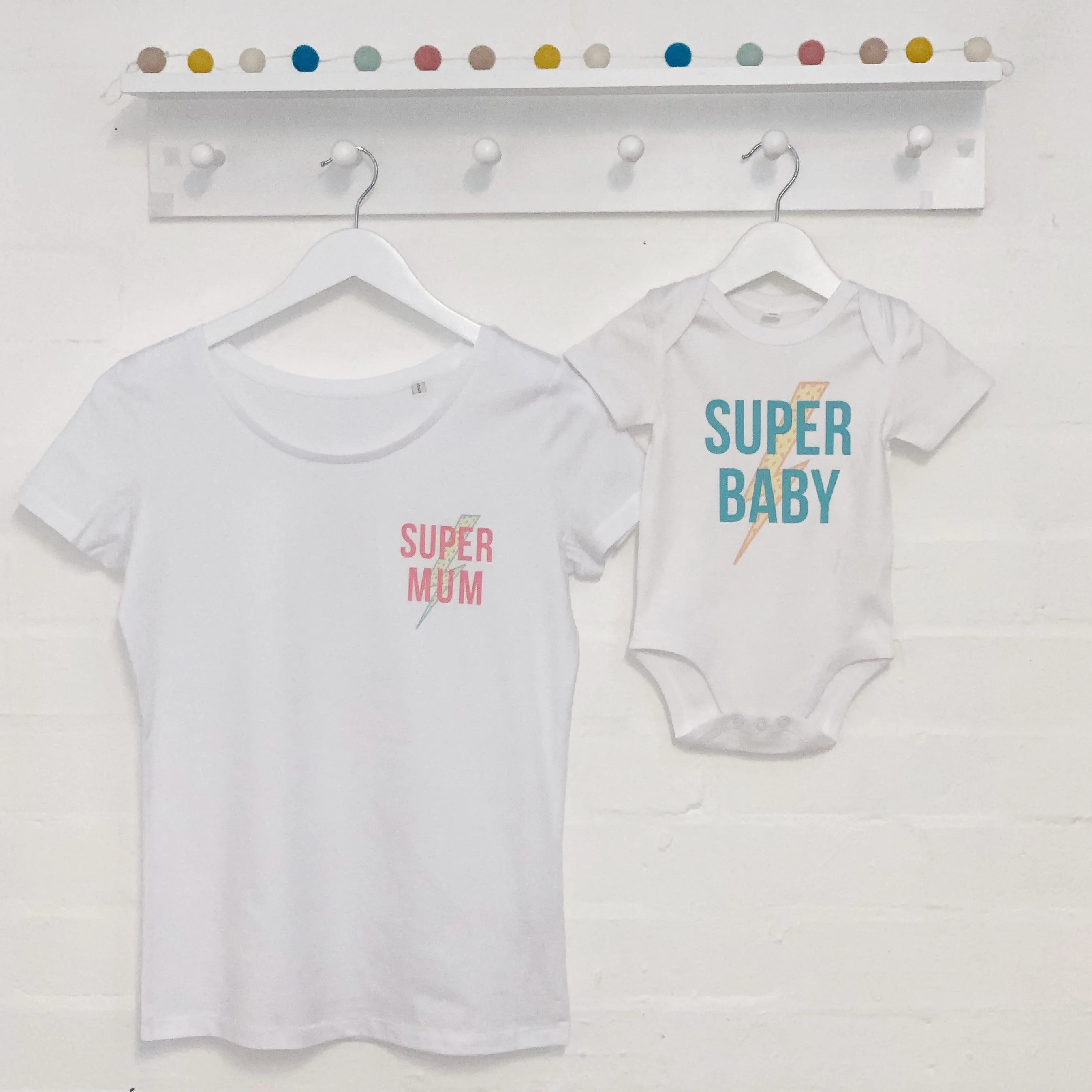 Super Mum Super Baby Mum And Baby T Shirt Set