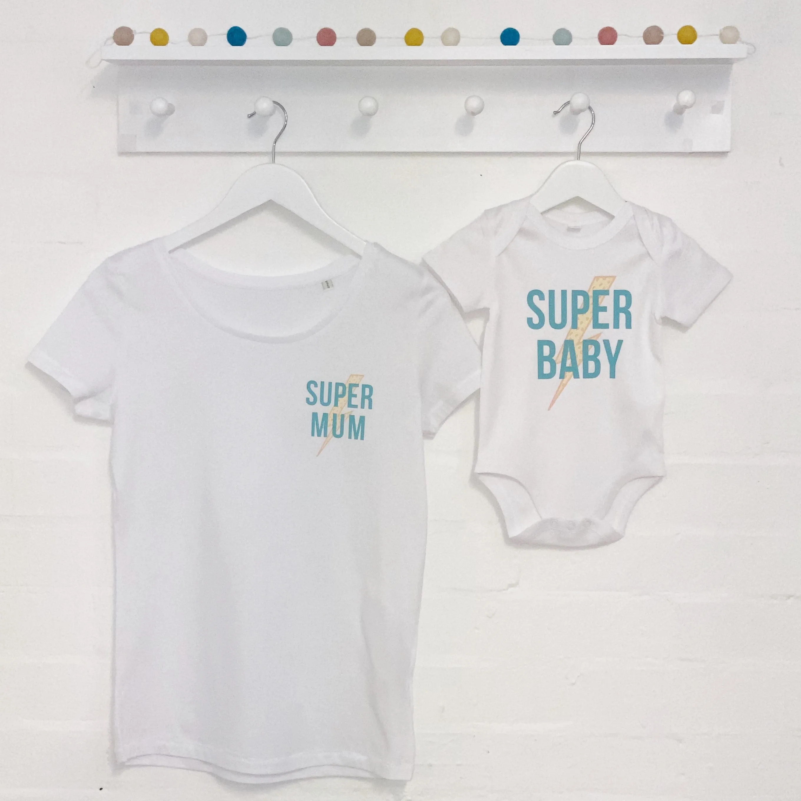 Super Mum Super Baby Mum And Baby T Shirt Set