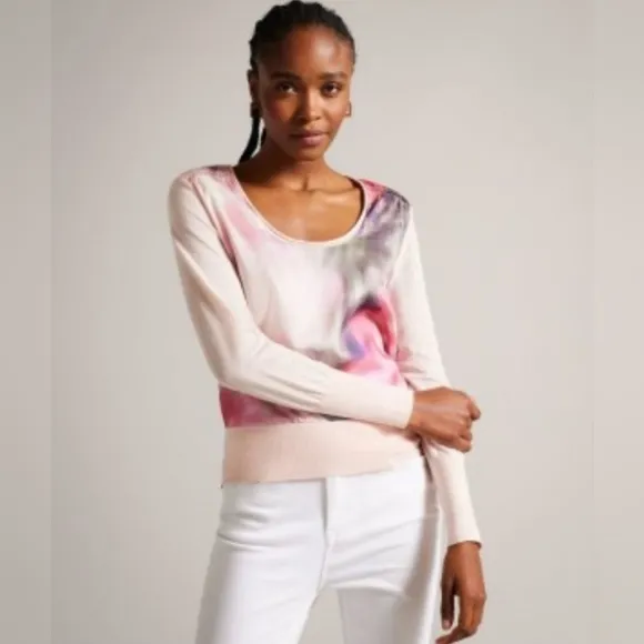 TED BAKER MULTI COLORED Cropped Style Lightweight Sweater NWOT Size 1 Small XS