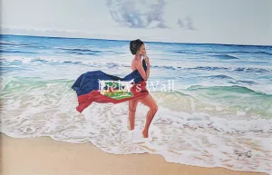 The Intimate Moment with the Haitian Flag - HIGH PREMIUM - 47 x 32.5 in. by Genenrich Pierre