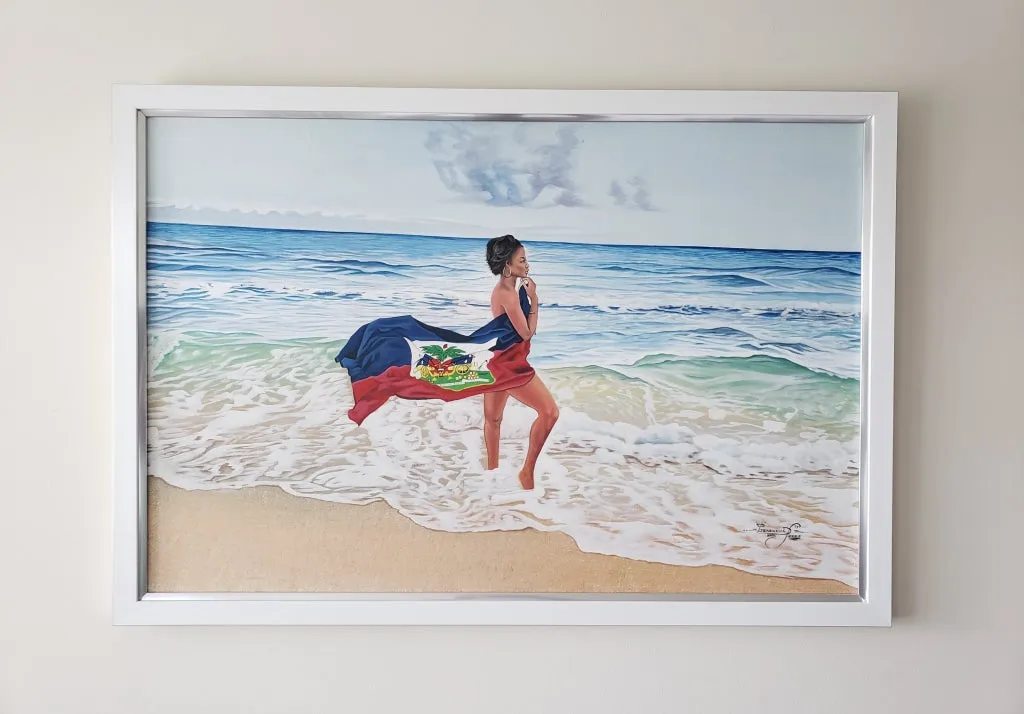 The Intimate Moment with the Haitian Flag - HIGH PREMIUM - 47 x 32.5 in. by Genenrich Pierre