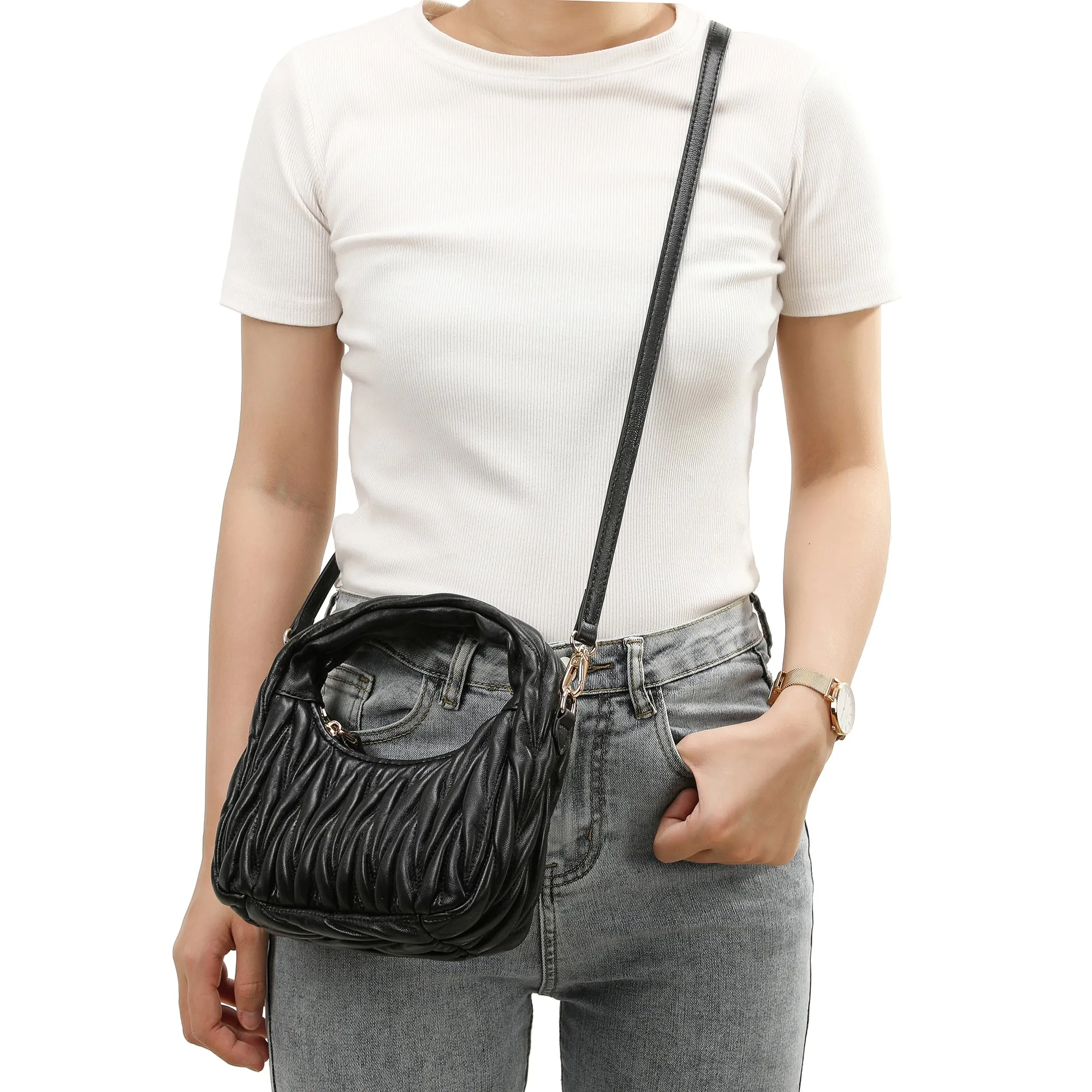 Tiffany & Fred Quilted Sheepskin Leather Crossbody
