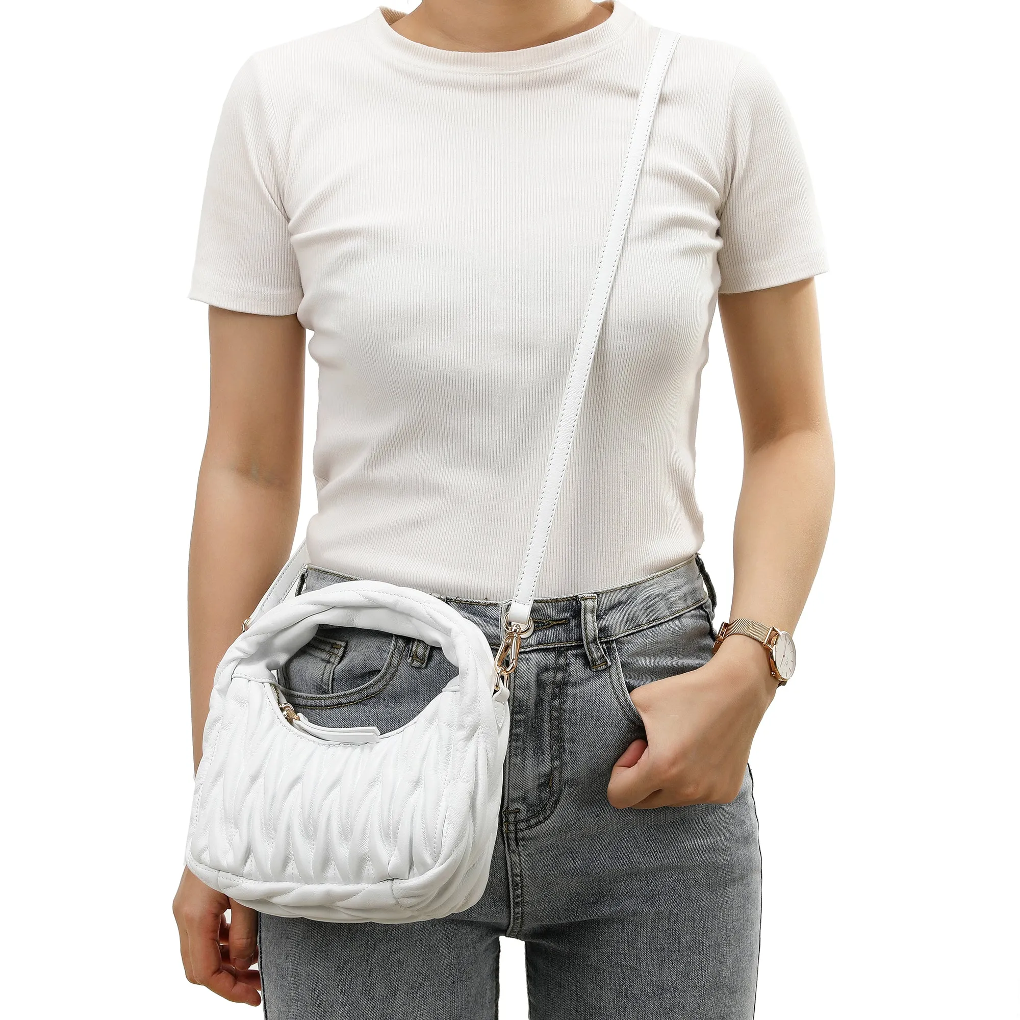 Tiffany & Fred Quilted Sheepskin Leather Crossbody