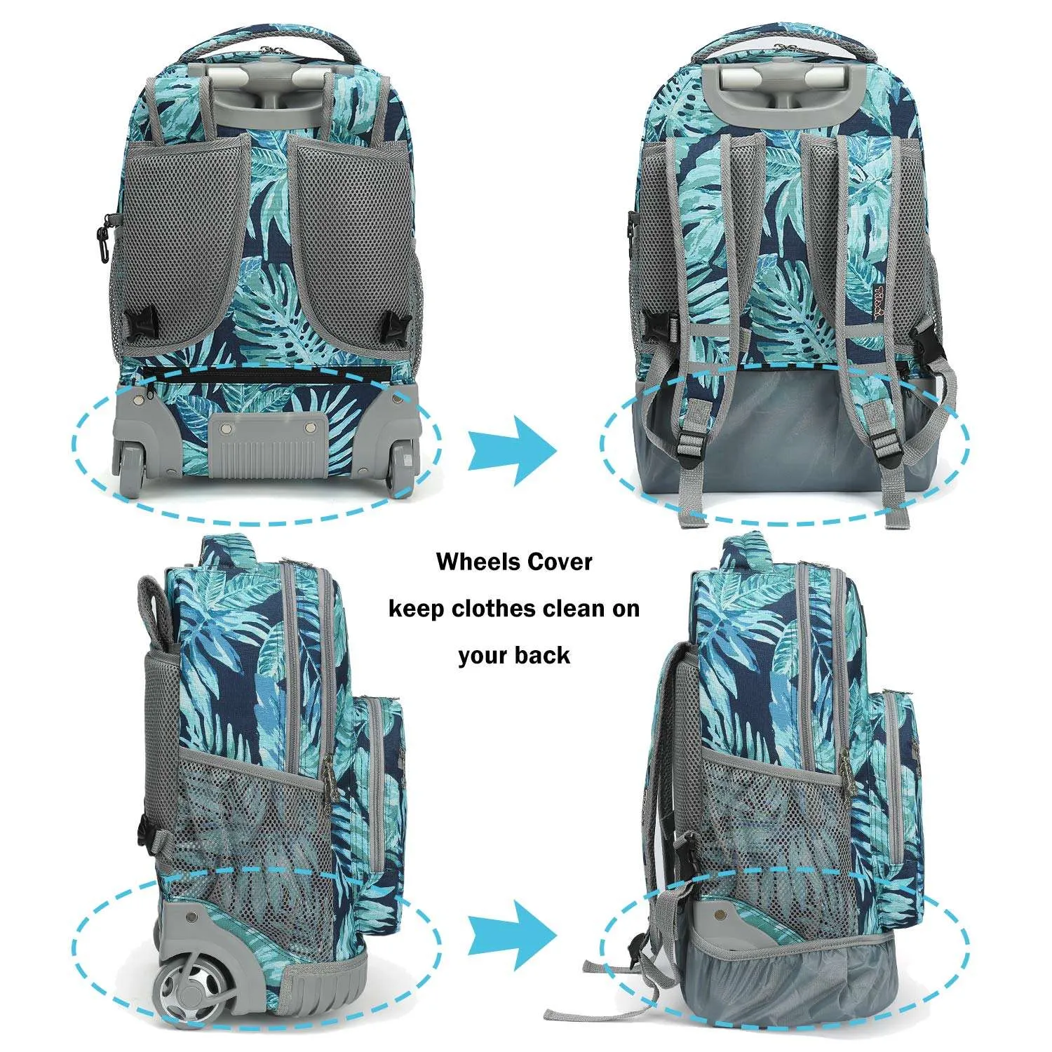 Tilami 19 inch Green Rain Forest Rolling Backpack